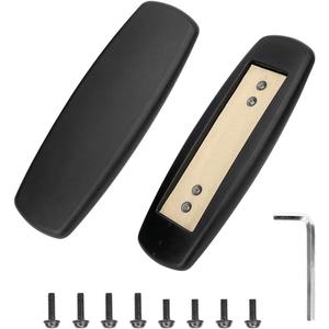 ALUCSET 10" Long x 3" Wide Office Chair Replacement Armrest Arm Pads Caps Univeral 4" 5.5" Mounting Hole Office Chair Parts 1 Pair (Black, Set of 2)
