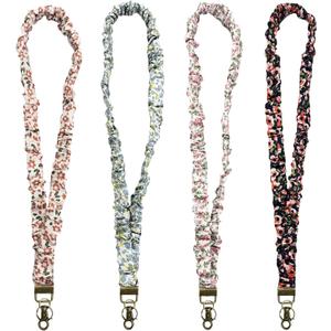 4 Pcs Stretchy Scrunchie Lanyard for ID Badge Lanyard Elastic Neck Key Chain Stretchy Lanyard for Teacher Nurse School Office