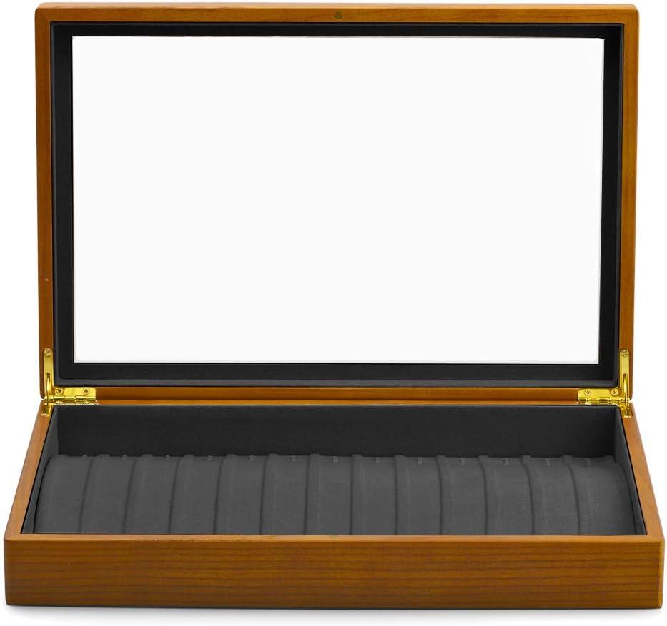 Oirlv Solid Wooden Necklace/Bracelet/Pendant Jewelry Organizer Box 13 Lattice Necklace Showcase Display Holder (Grey Necklace/Long chain Box)