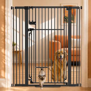 51" Extra Tall Cat Gate with Cat Door, Adjustable Pet Gate for Doorways