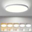 ocioc 18inch Flush Mount Ceiling Light, 36W 3600LM 5CCT Selectable, Dimmable LED Ceiling Light Fixture for Kitchen Bedroom Living Room, Modern Low Profile Style (White)