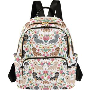 Dachshund Dog Quilted Backpack Purse for Women Fashion Small Backpack Shoulder Bag Travel Casual Daypack S