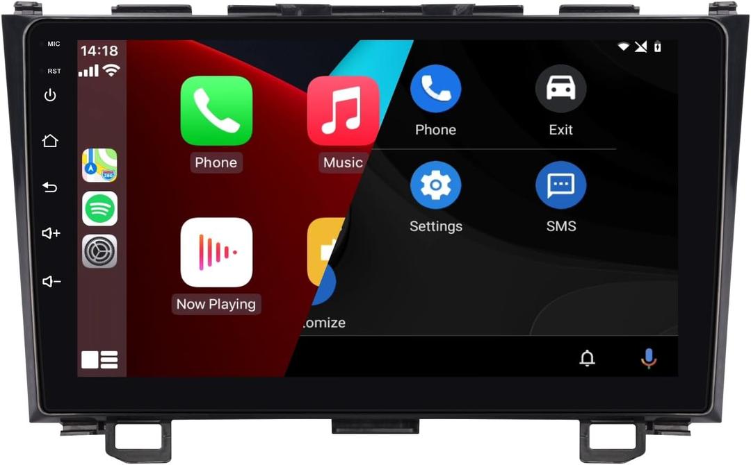 Car Stereo for Honda CRV 2007-2011 Compatible with Wireless Carplay/Android Auto with 9 inch IPS Touch Screen/Bluetooth/Mirror Link/FM/AM/USB/High Power