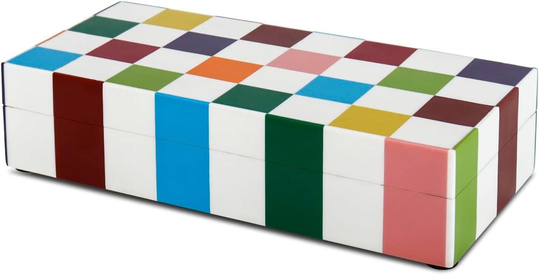 Handicrafts Home Decorative Storage Box 10x4.5 Remote Control Holder, Jewelry Organizer, Modern Decorative Box with Lid, Boho Chic Home Decor Accent, Vintage Memory Box for Living Room Shelf Decor (MEDLEY-JESTER)