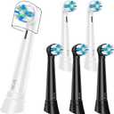 6 Pcs IO Replacement Heads Compatible with Oral B IO 2/3/4/5/6/7/8/9/10/Deep Clean Electric Toothbrush, Medium Bristles Brush Heads Compatible with Oral B IO for Effective Plaque Removal (Black/White)