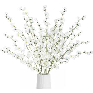 43.3in White Delphinium Artificial Flowers 5pcs Faux Snapdragon Flowers Long Stem Silk Flowers for Vase Table Centerpiece Home Wedding Party Garden Decoration(White)