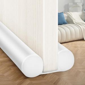 MAXTID Under Door Draft Stopper Cold Air Blocker - Large Doors Seal Gap Bottom of Doors 36" Adjustable 30" 32" 34" Weather Stripping Blocker Interior Front Door Sweep Bedroom Must Have (White)