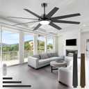 72 inch Large Ceiling Fans with Lights and Remote, Industrial Ceiling Fan Reversible Quiet DC Motor, 6 Speed 3 CCT Dimiable, Modern Ceiling Fan for Living Room Farmhouse Patios Outdoor Gazebo Black