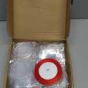 60 Pcs DIY Christmas Picture Frame Ornaments with Red Ribbon, Acrylic Xmas Tree Photo Frame Bulk, Hanging Photo Christmas Ornaments, Plastic Ornament Tree Decor (Square)