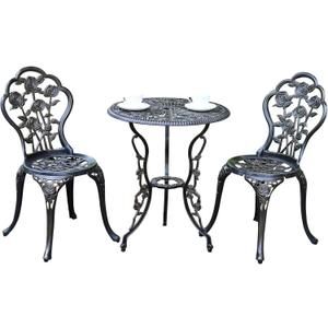 JARDIN DE CENTENNIAL Patio Bistro Set.Rust-Resistant Cast Aluminum Bistro Table Set with Umbrella Hole for Backyard (Rose Copper)
