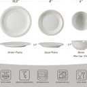 Famiware Garden 12-Piece Embossed Plates and Bowls Sets, Stoneware Reactive Glaze Dishes Dinnerware Set, Modern Rustic, Chip & Scratch Resistant, Microwave & Dishwasher Safe, Service for 4, White