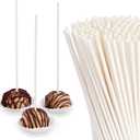 Bright Creations 200 Pack 8 Inch Cake Pop Sticks - Long White Paper Lollipop Sticks for Cookies, Candy, Desserts, Cake Balls, Rice Crispy Treats