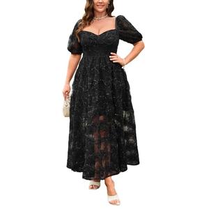 EYWOL Plus Size Wedding Guest Dresses for Curvy Women - Black Cocktail Dress - Plus Size Black Prom Dresses - Evening Ball Gowns - Formal Dress.XL