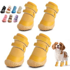 Dog Shoes for Small Dogs, Breathable Dog Boots Paw Protector for Hot Pavement Winter Snow, Dog Booties with Rugged Anti-Slip Sole for Hardwood Floors Outdoor Walking Yellow Size 2 (#2 (Width 1.29 inch) for 6.6-11.0 lbs)