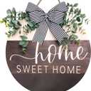 Home Sweet Home Welcome Signs for Front Door Porch Dcor,Home Plain Round Wooden Farmhouse Rustic Outdoor Wreaths Wall Hanging Sign,Holiday Spring Summer Fall Decorations for Home Gifts