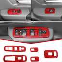 JeCar Window Switch Button Covers Interior Trim Kit Interior Accessories Compatible with RAM 2018-2023, Red