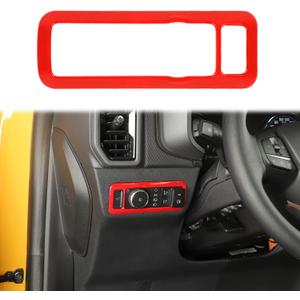for Bronco Headlight Switch Panel Trim Cover for Bronco/Bronco Sport 2021-Present for Mustang 2024-Present Red Interior Accessories