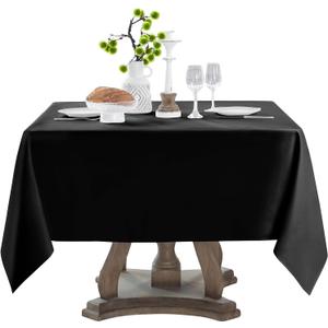Square Tablecloth 52 x 52 Inch Black Tablecloths Stain-Wrinkle Resistant Washable Polyester Table Cloths for Holiday, Buffet Parties,and Wedding