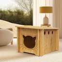 Pinewood Cat House, Wooden Bunny Rabbit Cat Hutch Outdoor Pet Cage Shelter Feral Cat House, Small Pet House and HabitatsEasy to Assemble