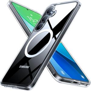 TORRAS Magnetic Shockproof for Samsung Galaxy S25 Plus Case, [Compatible with MagSafe][4X Military Grade Protection][Anti-Yellowing] Magnetic Slim Clear for Samsung S25+Plus Case, Diamond Clear