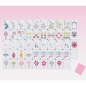 Mahjong Tiles Set 160 Pieces Engraved American with Carrying Bag My Trove Pink
