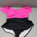 B2prity Women's Plus Size One Piece Swimsuit Tummy Control Ruffle Bathing Suit V Neck High Waist Wrap Swimwear (XX-Large, Hot Pink,black)