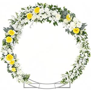 4.6 Ft Round Metal Arch Arbor for Indoor and Outdoor Event Party Decorations or Garden Plants - Easy Assembly with Support Legs Ground Anchors Screwdriver and Instructions (White 1PC)