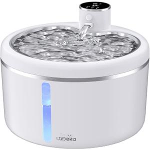 Wireless Cat Water Fountain with Stainless Steel Tray, Battery Operated Cat Fountain - 102oz/3L Automatic Pet Water Dispenser, Easy Clean with Motion Sensor for Cats, Dogs-2Filters