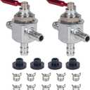 Two-Way Cut-Off Fuel Valves Kit with Hose Clamps For Scag 2-Way 1/4" Barbs Steel Fuel Oil Gas Petcock in Line Valve 482212, E633347, 1-633347,For HUSQ 539102679