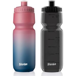 SLUXKE 32oz Bike Water Bottle Squeeze 2Pack, 1000ml Sports Bicycle Water Bottle BPA Free, Lightweight Fits Most Bicycle Bike Cages