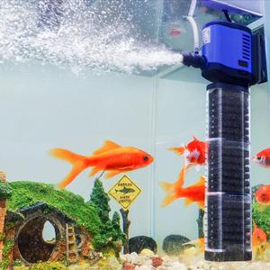 TARARIUM Aquarium Filter Pond Pump 660GPH for 75-300 Gallon Fish Tank, 8ft. High Lift Dry Burning Protection Biochemical Submersible Internal Powerful Pump 4 in 1, Saltwater Freshwater Large (JQP-2500F (Clear Casing)