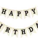 Anwyll Happy Birthday Banner - NO DIY Burlap Happy Birthday Banner Sign Happy Birthdays Party Decoration Happy Birthdays Banners Bunting for Women Men Girl Boy Celebration Party Backdrops (Black)