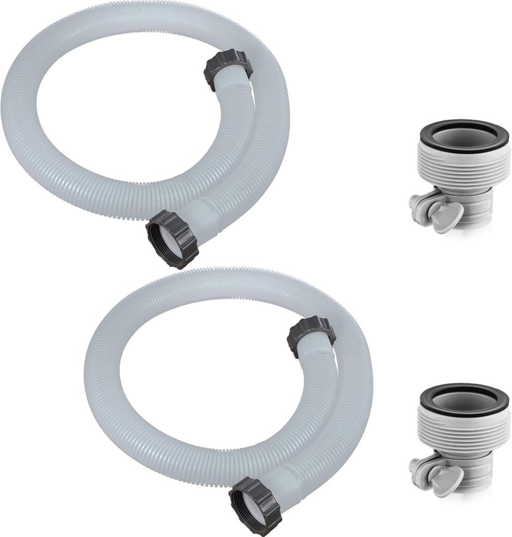 Jadive 2 Pcs Upgrade 1.5" x 59" Pool Hose for Above Ground Pools Pool Pump Replacement Kit Pump Filter Accessories with 2 Type B Hose Adapters(Clear White)