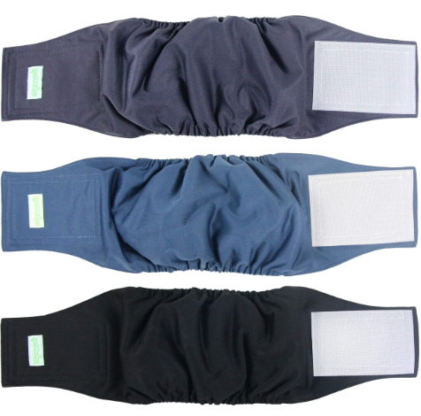wegreeco Washable Dog Diapers  Washable Male Dog Belly Wrap  Pack of 3  (Black, Charcoal, Navy, Medium)