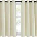 NICETOWN Blackout Kitchen Window Curtain 45 inches Length - Thermal Insulated Solid Grommet Sound & Light Reducing Room Darkening Drape for Bathroom (Beige, 1 Panel, W52 x L45)