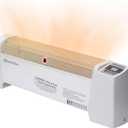 Comfort Zone 1500W Baseboard Heater for Indoor Use, Digital Adjustable Thermostat, 2 Heat Settings, 12H Timer, Dent-Proof Ends, Portable Electric Heater with Overheat & Tip-Over Protection, White