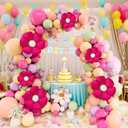 3 x Simplepolymer 125PCS Daisy Flower Balloon Garland Arch Set with Confetti Star Latex Colorful Balloon Party Decorations for Birthday Anniversary Wedding Luau Party Decor