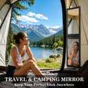 Foldable Portable Full Length Mirror for Dancer, Camping and Travel, Shatter-Proof Acrylic Hanging Mirror with Handle, 33x13 Inch Full Body Travel Backstage Mirror(Black)