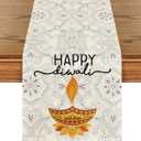 Artoid Mode Happy Diwali Table Runner, Festival of Light Marigold Holiday Kitchen Dining Table Decoration for Home Party Decor 13x108 Inch (Multi-color)