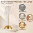 6 Pcs Cordless Table Lamp Rechargeable Touch Lamp,Gold Classic