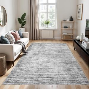 Washable Rugs 5x7 - Non Slip 5x7 Area Rugs for Living Room, Stain Resistant Area Rugs for Bedroom, Foldable Machine Washable Area Rug(5'x7', Black)