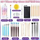 100ml Air Dry Clay Glaze and 29pcs Clay Tools Kit - Waterproof Scratch-Resistant Gloss Varnish Protects from Wear/Cracking, Pottery Tools for Stippling, Carving, Molding & Shaping Clay Crafts