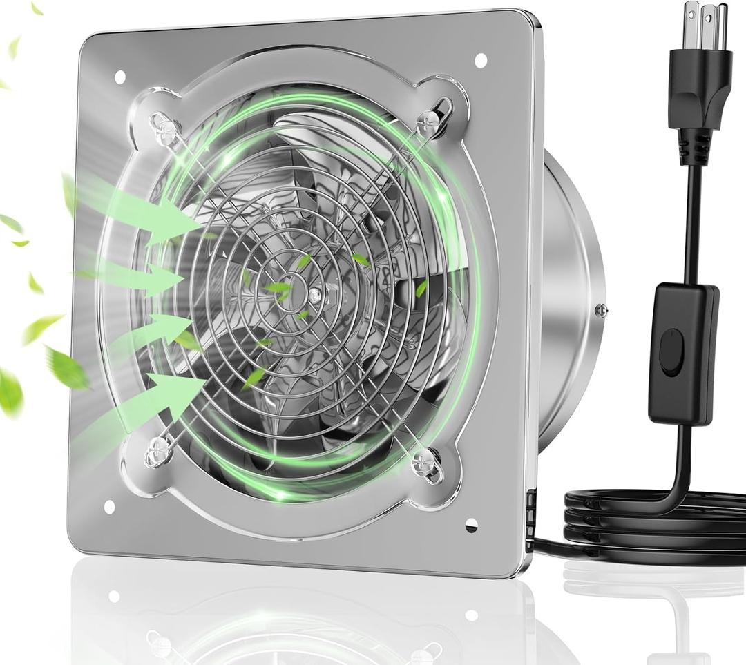 6 Inch Exhaust Fan, Quiet Ventilation Fan with High Airflow 308 CFM, Suitable for Air Circulation & Odor Removal in Home, Wall Mount, Silver