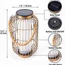 pearlstar Large Solar Powered Lantern Outdoor-Heavy Duty Metal Hanging Lights Decorative Solar Table Lamp Waterproof for Outside Patio Yard Garden Porch Tabletop Decor (Copper)