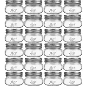 Mason Jars 4oz - 24Pack Glass Jars with Leak Proof & Food Grade Canning Jars for Spices, Dry Food Storage & DIY Crafts, Perfect for Home Cooks, Meal Prep, and Crafting Enthusiasts