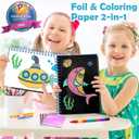 FUNNYB&G Foil Art Craft Kit for Girls 4-10 Years Old: Mess-Free & No-Glue, Create 16 Sparkly Ocean Pictures Perfect Travel Toy & Birthday Gift for Kids (Ocean), Small