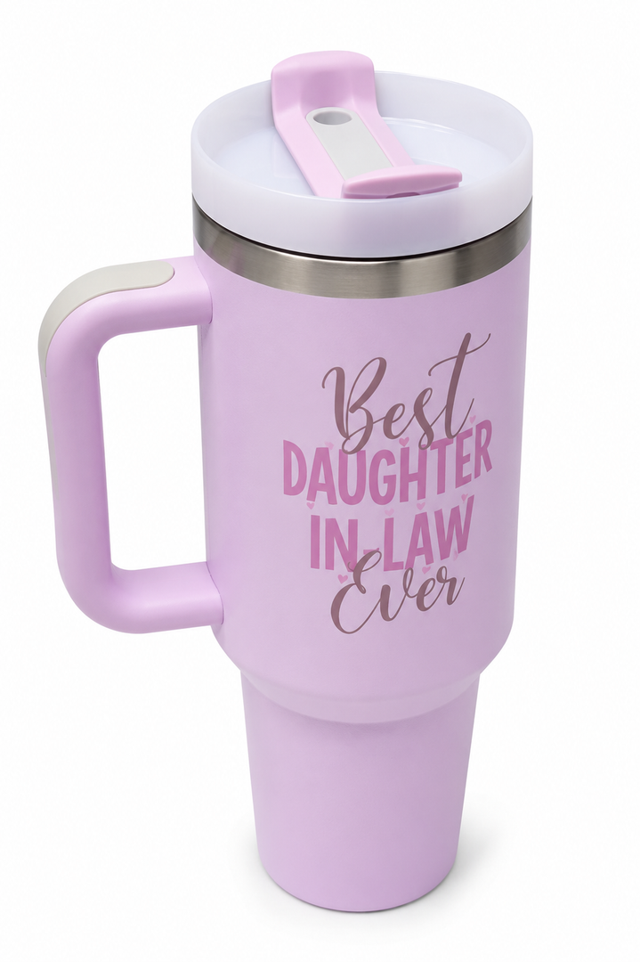 Qtencas Daughter in Law Gift Ideas, Better Than Having You Tumbler, Mother's Day Birthday Gifts for Daughter in Law from Mother Dad, 40 Oz Insulated Stainless Steel Tumbler with Handle, Purple