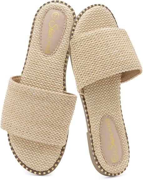 Shoe Land Women’s Flat Sandals 2025 – Comfortable Slide Sandals with Cushioned Footbed | Dressy Open Toe Summer Sandals for Beach, Travel & Everyday
 6.5