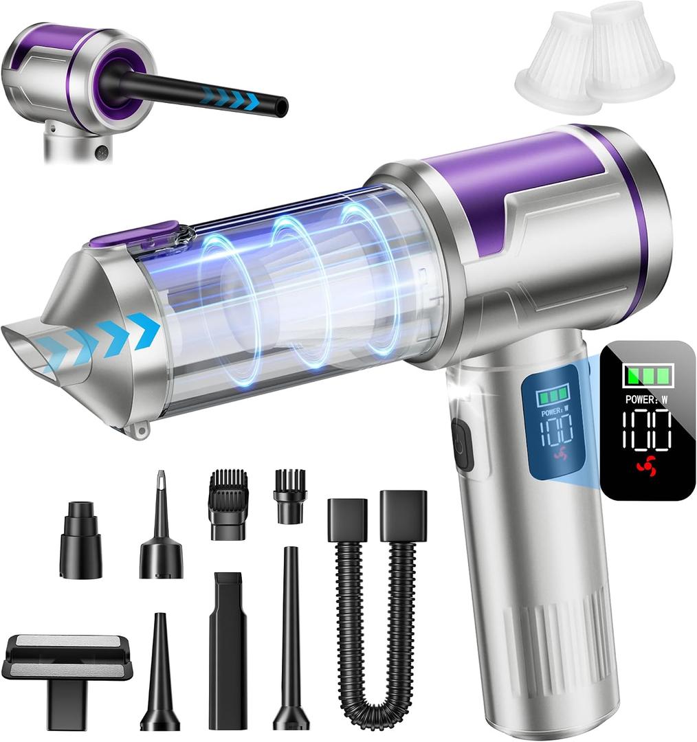 Handheld Car Vacuum Portable Cordless, 22000Pa High-Power Suction Hand held Vacuum Cleaner & Air Duster for Car Cleaning, Home, Office, Pet Hair | Multi-Nozzle, Washable Filter, LED Light