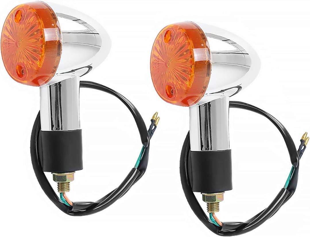 Motorcycle 2 Pcs Amber Chrome Front Rear Turn Signal Blinker Indicator Light Replacement for Suzuki